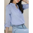 thumbnail image 3 of ZANZEA Women Striped Shirts 3/4 Sleeve Button Blouse Casual Loose Office Tops, 3 of 7
