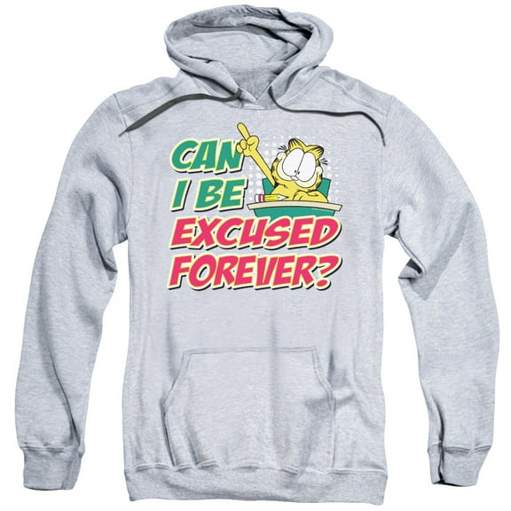 Garfield Excused Forever Adult Pullover Hoodie Sweatshirt Athletic Heather