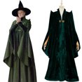 thumbnail image 2 of Disfraz de fantasía de la profesora Minerva McGonagall, disfraz de mujer adulta, capa mágica, sombrero, traje de carnaval de Halloween, 2 of 5