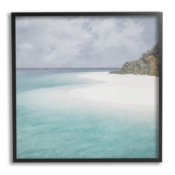 Stupell Industries Lagoon Shore Watercolor Nature Painting Black Framed Art Print Wall Art, 12 x 12