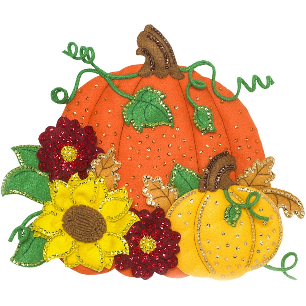 Bucilla Felt Wall Hanging Applique Kit 17.5"X15.5"Pumpkin Harvest
