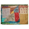 thumbnail image 5 of KANTHA Silk Throws 60" X 90" Orange / Blue / Cream, 5 of 5
