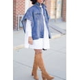 thumbnail image 3 of LovelyWholesale Women's Buttons Design Side Split Denim Jacket, 3 of 4