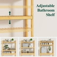 thumbnail image 3 of Over The Toilet Storage Cabinet, 3-Tier Bamboo Bathroom Organizers with Adjustable Shelf & 4 Hooks, Space Saving Shelf Rack for Bathrooms, Laundry Room, Balcony, Natural, 3 of 8