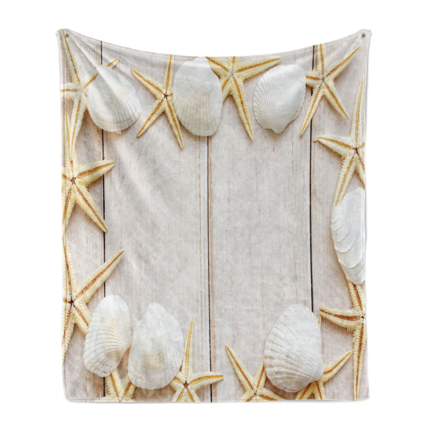 Seashell Soft Flannel Fleece Blanket, Nautical Themed Seashells and