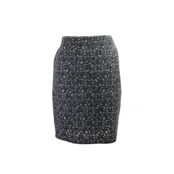 Studio M Womens Charcoal Fuzzy Lace Skirt S