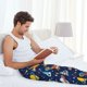 thumbnail image 5 of Fotbe Planets and Stars Pantalones de Pijama para Hombre, Pantalones de Dormir, Pantalones de Casa con Cintura Ajustable y Bolsillos-X-Large, 5 of 6