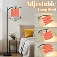 Arc Floor Lamp with Adjustable Lampshade Red White Vertical Striped ...