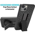 thumbnail image 5 of Case with Clip for iPhone 13, Nakedcellphone Slim Hard Shell Phone Cover with Kickstand and [Rotating/Ratchet] Belt Hip Holster Combination - Black Tread, 5 of 8