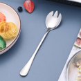 thumbnail image 4 of 2 cucharas de ensalada de acero inoxidable, tenedores de ensalada, cucharas de ensalada de frutas de una pieza, color negro, 4 of 5