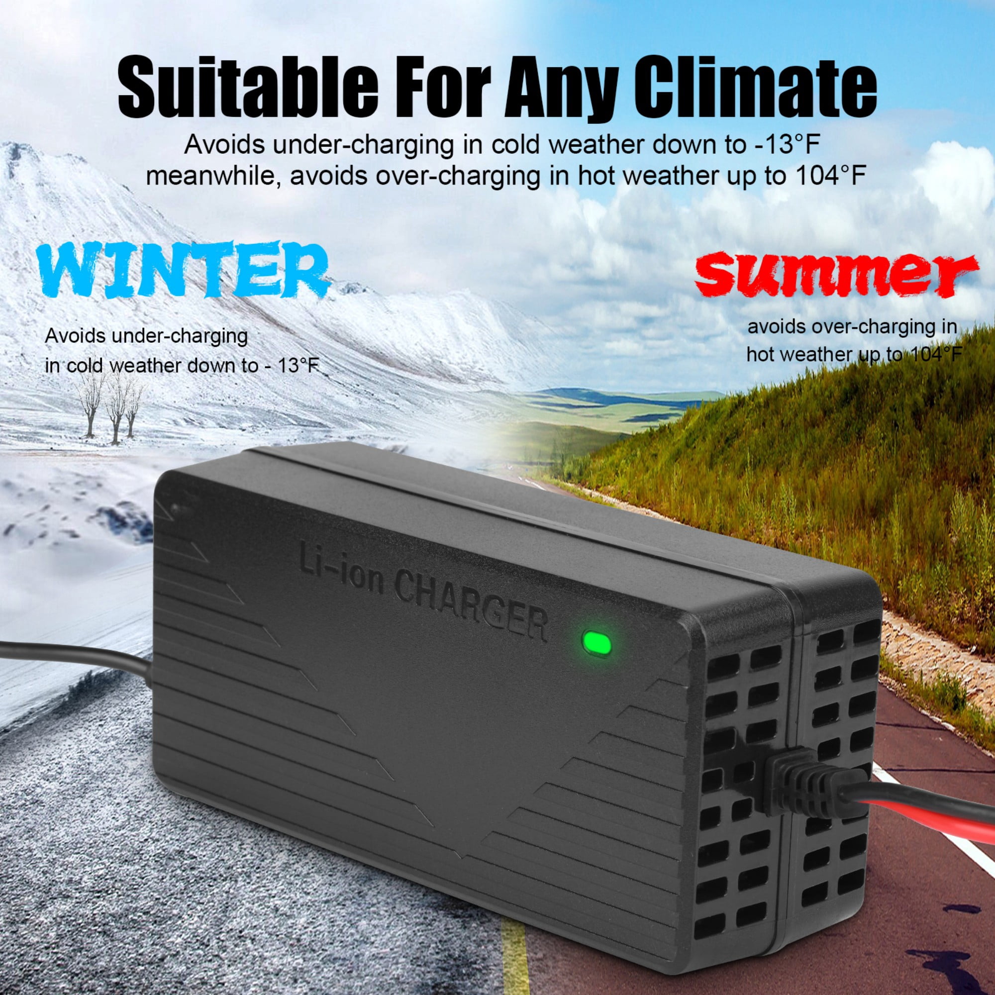 12V 10-Amp 10A Smart Fast Charger for Lithium Iron Phosphate (LiFePO4) Battery