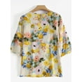 thumbnail image 4 of ZANZEA Women 3/4 Sleeve Blouse Floral Print Crewneck Cotton Linen Casual Shirt Tops, 4 of 12