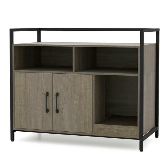 Resenkose Hidden Cat Washroom Furniture with Double Doors and Durable Scratch Cardboard for Feline Play, Oak​