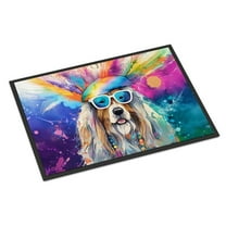 Carolines Treasures DAC2456MAT 0.15 x 18 x 27 in. Bearded Collie Hippie Dawg Doormat