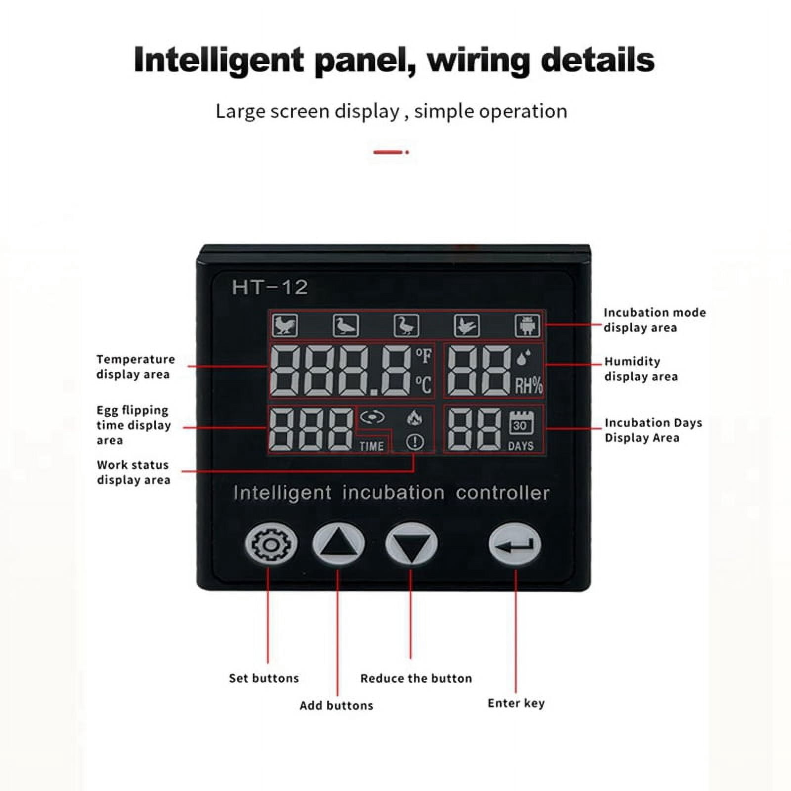 HT-12 LCD Screen Temperature and Humidity Controller Solar Incubator Controller Temperature Controller Control Table