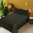 thumbnail image 2 of Ambesonne Art Deco Fitted & Flat Sheet with Shams 4 Pcs Set, Black Vintage Line Shells, King, Black and Sand Brown, 2 of 5