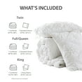 thumbnail image 6 of Regency Heights Full/Queen Textured Floral Comforter Set, Puffy Bow Tie Dorm Bedding Sets, 3-Piece White Elastic Ruching Comforter Bed Set with Sham for All Season, 6 of 10
