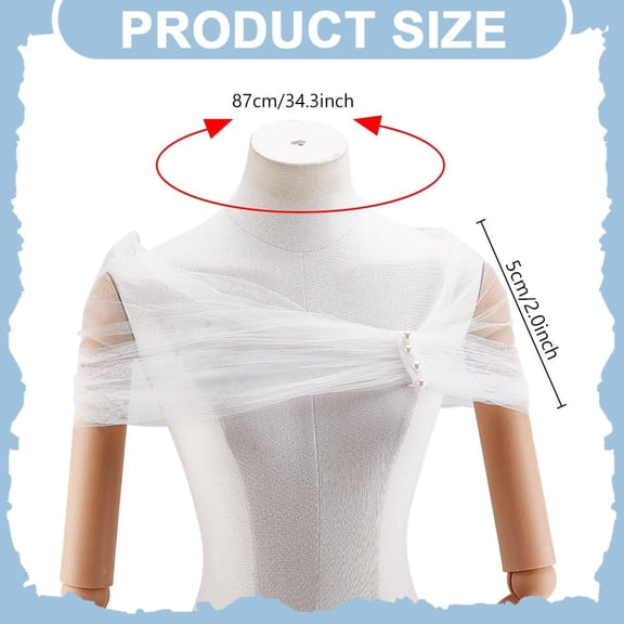 1Pc Tulle Bridal Shawl 34.2 Inch(87cm) White Bridal Shawl Wraps Bridals Bolero Jackets Shawls Tulle Off Shoulders Clothing Accessories for Wedding Dress Decoration