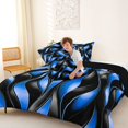 thumbnail image 4 of Manfei Aesthetic Geometric Full Size Comforter Sets, Black Blue Wavy Stripes Bedding Comforter Set, Black Reversible 3-Piece, 1 Comforter and 2 Pillowcases, 4 of 6