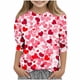 thumbnail image 2 of Blusas y camisas de cuello redondo y manga larga para niños, blusas/camisas de poliéster con estampado de corazones, mangas 3/4 y cuello redondo, elegantes e informales., 2 of 5