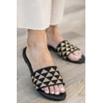 thumbnail image 3 of Top Moda Shoes Women Flip Flops Patterned Sandals Casual Slide Slides ONO-5 Black/Beige 11, 3 of 3