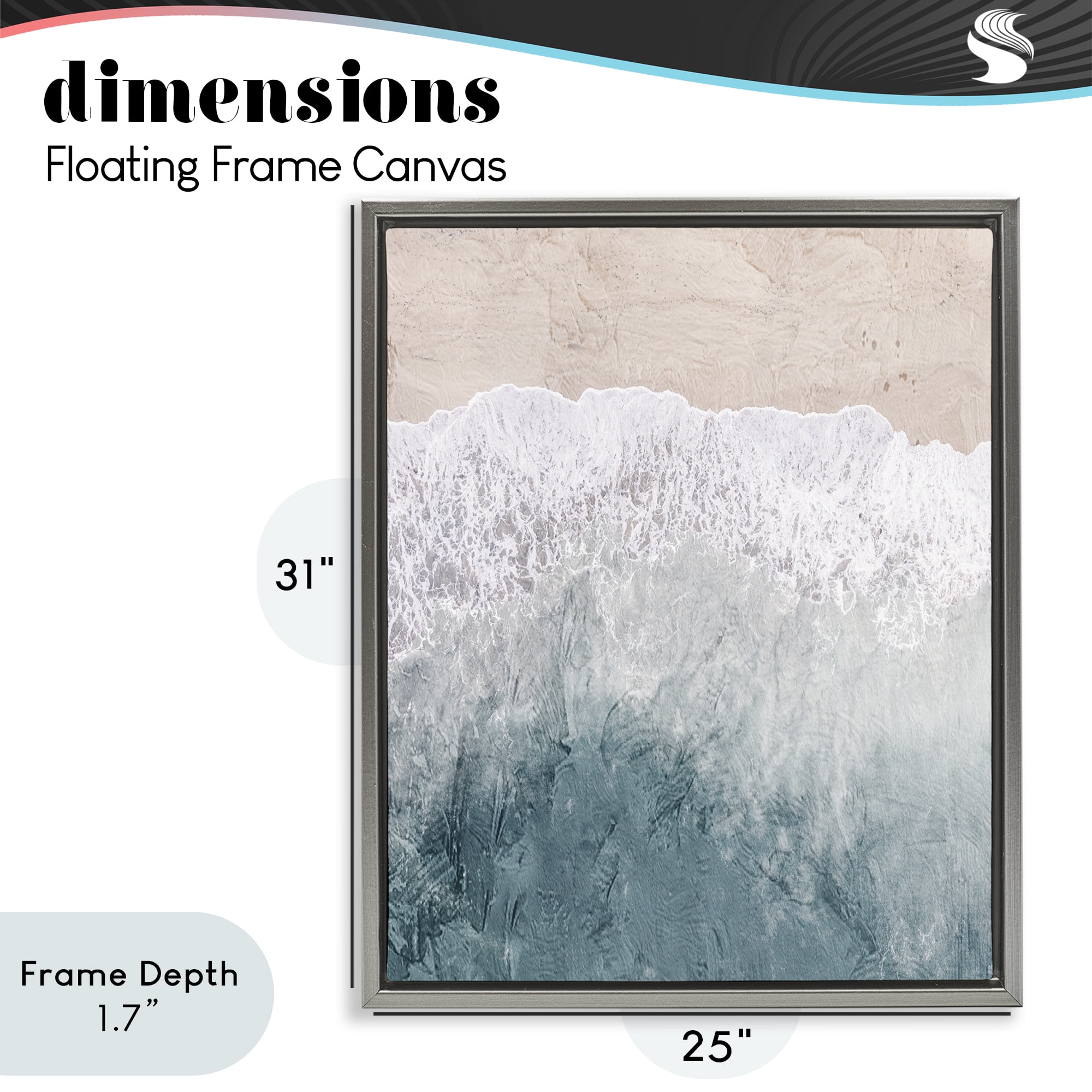 Stupell Industries Beach Top Shore Gray Framed Floater Canvas Wall Art, design by Kim Allen