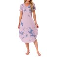 thumbnail image 2 of INSPIRAR CHIC Camisón de Mujer con Cuello en V, Manga Corta, Camisón Largo, Vestido de Lounge de Primavera Verano con Bolsillo XS, Tie Dye Rosa, 2 of 6