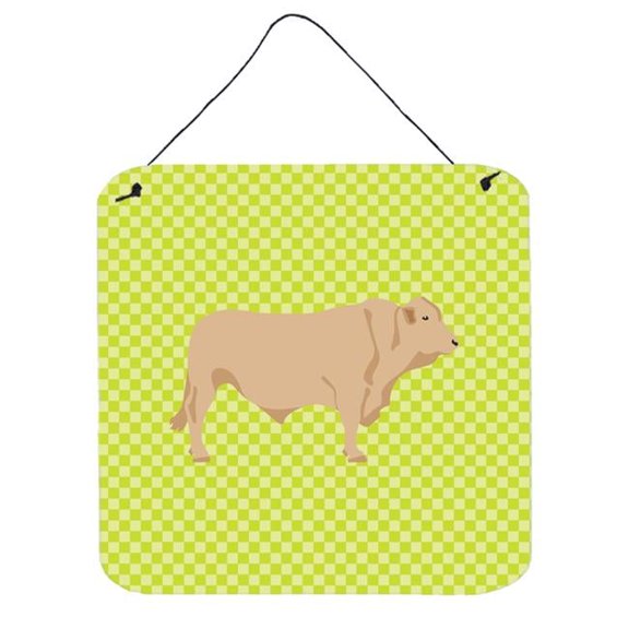 Charolais Cow Green Wall or Door Hanging Prints, 6 x 6 in.