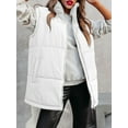 thumbnail image 2 of KelaJuan Women Winter Quilted Vest Casual Sleeveless Zipper Closure Stand Collar Solid Color Waistcoat Winter Warm Outwear, 2 of 6