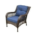 thumbnail image 6 of Jeco 6 Piece Resin Wicker Outdoor Patio Seating Set in Espresso/Blue Cushions, 6 of 11