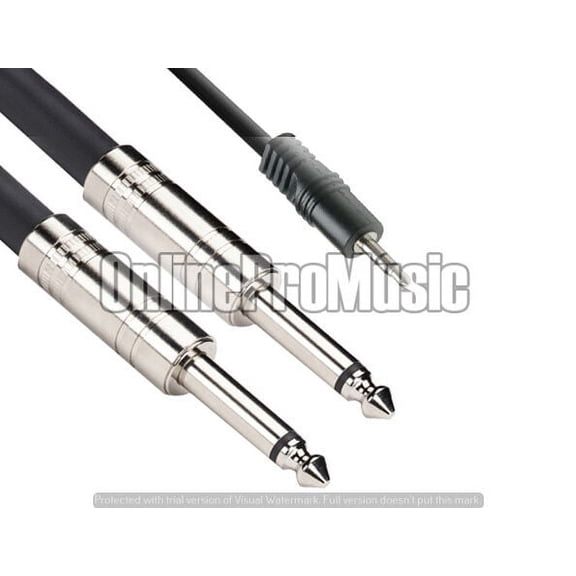Mr Dj CEQY12 12 FEET CABLE 1/8" MINI TRS (STEREO) TO DUAL 1/4" TS (MONO)