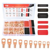 Nilight 150PCS Copper Wire Lugs and Heat Shrink Tubing 2 4 6 8 10 AWG Heavy Duty Battery Terminal Crimp Connectors 70 PCS Copper Lugs 80 PCS 3:1 Heatshrink Tubing Assortment Kit, 2 Years Warranty