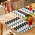thumbnail image 4 of Black Pink Blue Striped Placemats Set of 6 Modern Stripes Art Farmhouse Place Mats Indoor Wipeable Table Mats Washable Cloth Dining Table Placemats for Kitchen Holiday Party Home Decor 13x19 Inch, 4 of 9