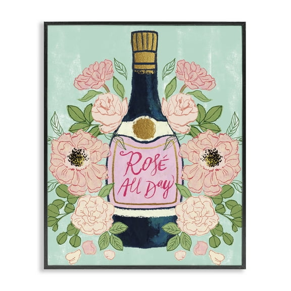 Stupell Industries Rose All Day Champagne Food & Beverage Painting Black Framed Art Print Wall Art, 11 x 14