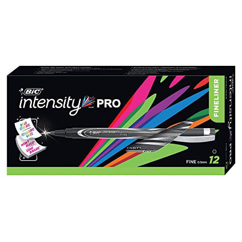 buste Terug kijken Bloeden BIC Intensity PRO Permanent Marker Pen, Fine Point (0.5 mm), Black, Bold &  Long-Lasting Color, 12-Count - Walmart.com