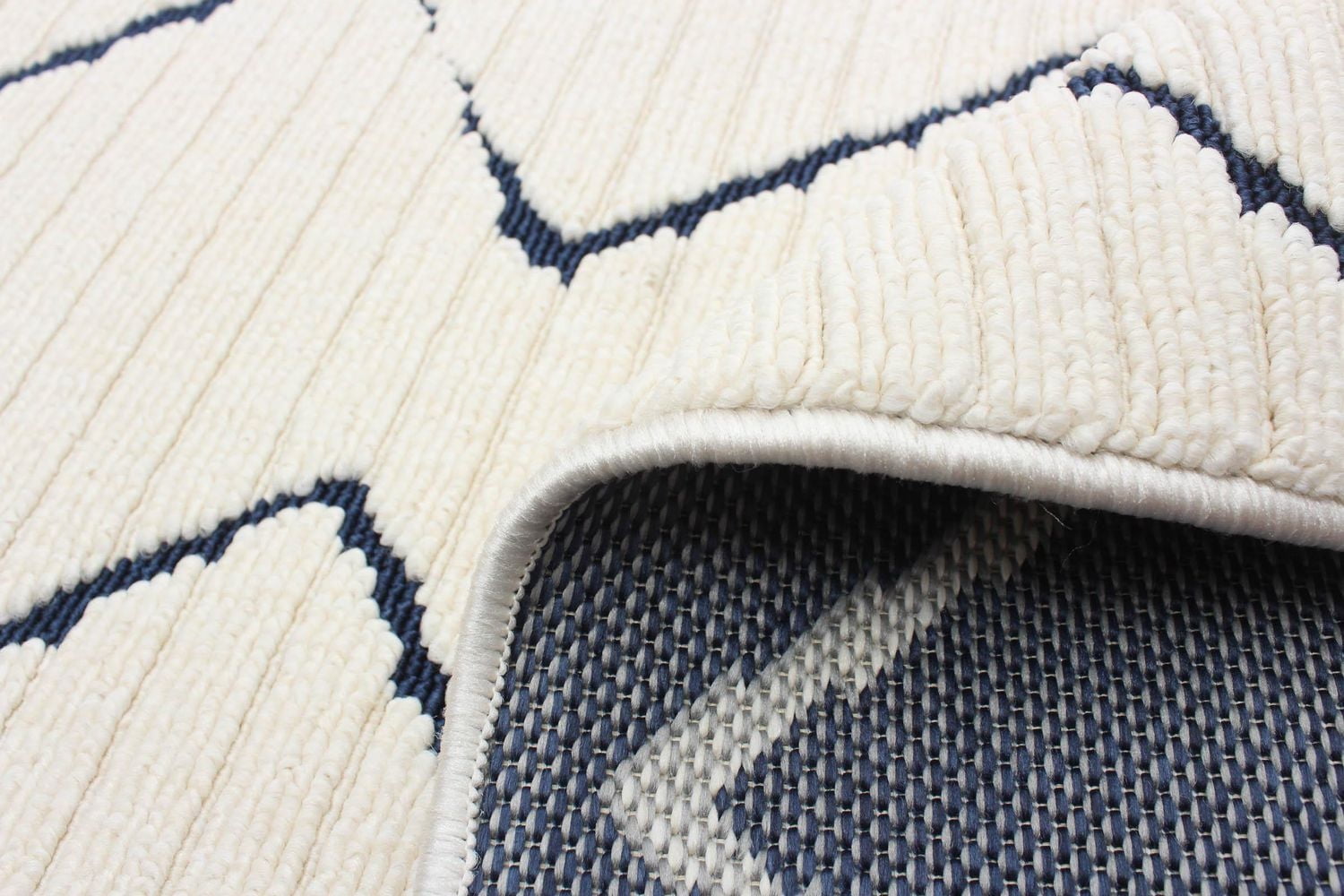 ECARPET Indoor/Outdoor for Balcony, Patio and Garden Raya Blue, Ivory Rug