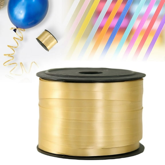 Thin Craft Ribbon Verdsylv 0.5Cm X 100-Yard Elegant Ribbon - Ultra-Thin Wedding & Craft Decoration Material, Versatile Wrapping for Balloons & Gift Presentations, Balloon Tying Ribbon, Gold