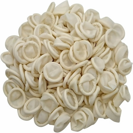 XIRQI 200 Pcs Latex Finger Cots, Disposable Medium Fingertip Protector Gloves White Finger Covers for Industrial, Beauty, Pet and More