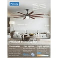 thumbnail image 3 of Ceiling Fans with Lights, 72 inch Black Ceiling Fan with Light and Remote Control, Reversible, Dimmable, 3CCT, Quiet, Caged Ceiling Fan for Farmhouse, Bedroom, Living Room, Indoor/Outdoor Use, 3 of 8