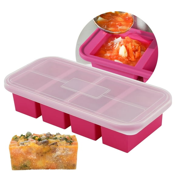 Moldes para congelador AgiGear de silicona con tapas para sopa y salsa, color rojo