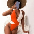 thumbnail image 2 of Sngxgn Bathing Suit for Women Tummy Control High Cut Swimsuit Womens Swim Suit(Orange,L), 2 of 8