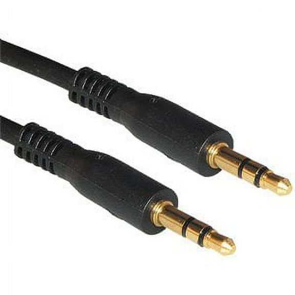 3.5mm Premium Auxiliary Audio AUX Cable for Headphones, iPods, iPhones, iPads, Home / Car Stereos and More (Black), 1 feet