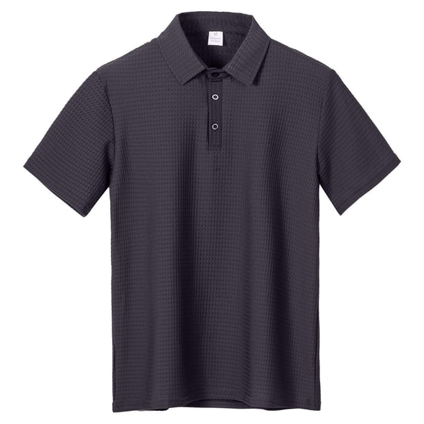 pstuiky Camisas de manga corta para hombre, Blusa deportiva informal de manga corta con cuello vuelto para hombre ropa de hombre xl
