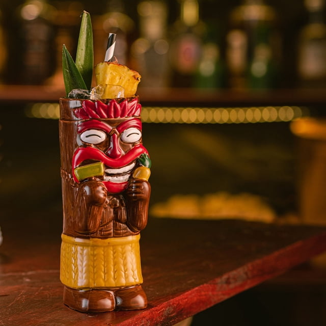 Taza de Cerámica Estilo Hawaiano, Juego de Copas de Cóctel Únicas, 5 Diseños Exóticos, Decoración para Bar y Hogar, Ideal para Acompañar Bebidas, Ideal para Regalar a Amigos, Fácil de Limpia
