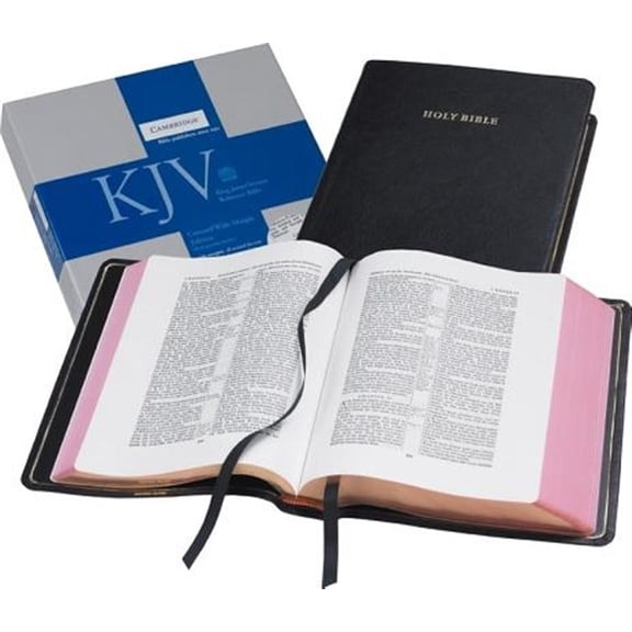 Pre-Owned KJV Concord Wide Margin Reference Bible, Black Edge-lined Goatskin Leather, KJ766:XME: King James Version, Black, Goatskin, Concord Wide-margin Reference Bible Paperback