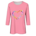 thumbnail image 4 of ICHUANYI Women's Trendy Print T-shirt 3/4 Sleeves Blouse Round Neck Casual Tops, 4 of 4