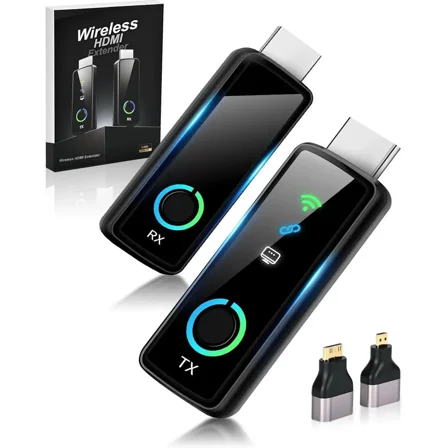 Upgraded Wireless HDMI Transmitter and Receiver with LED Display 328ft/100M, 4K Decode 1080P@60Hz Ultra FHD Video Output, Plug&Play 5G 2.4G for Video to Monitor from PC/Laptop/HDTV/Camera