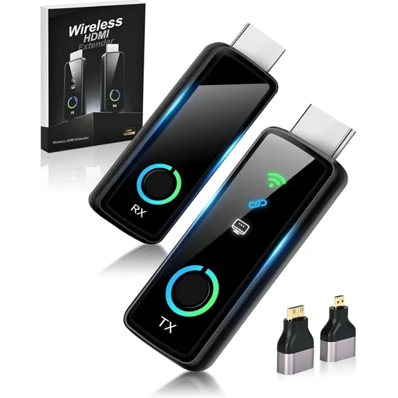 Upgraded Wireless HDMI Transmitter and Receiver with LED Display 328ft/100M, 4K Decode 1080P@60Hz Ultra FHD Video Output, Plug&Play 5G 2.4G for Video to Monitor from PC/Laptop/HDTV/Camera