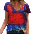 thumbnail image 1 of Womens Plus Size Clearance $5,Women's Plus Size Tops Heart Prints Stripe Cuff Tops V-Neck Short Sleeve Fashion Blouses Cap Sleeve Tops, 1 of 7