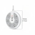 thumbnail image 2 of Round Power Strip with 6 Outlets & 3 USB Ports, Individual Switches, Surge Protector, 1250W, Wall-Mountable Desktop Charging Station, White/Gray for Home Dorm Office, 2 of 8